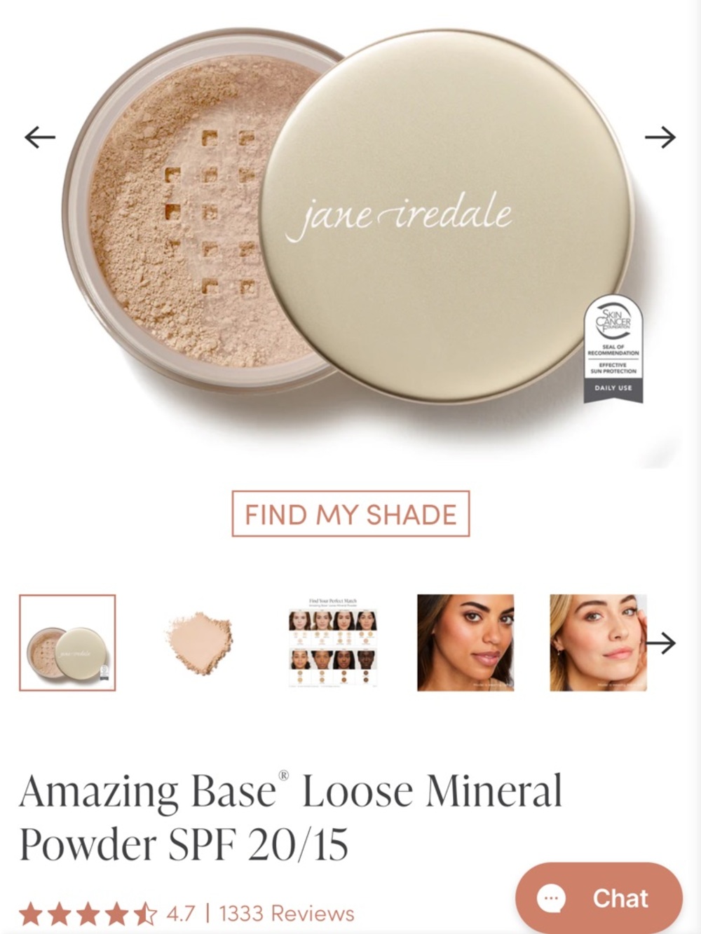 Jane Iredale Amazing Base Loose Mineral Powder in “Natural” New with Box